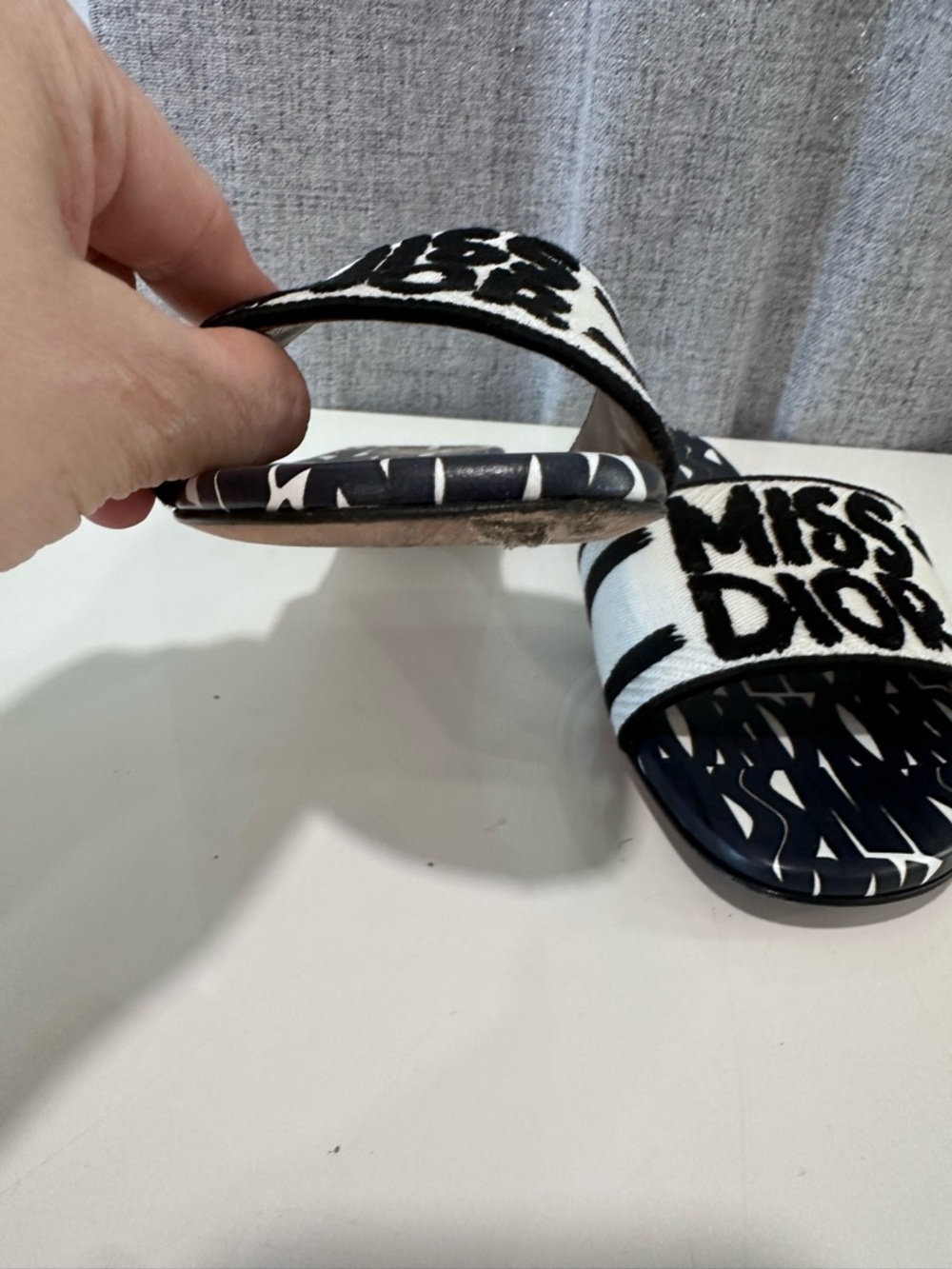 Authentic Miss Dior  DWay Slide Sandals in Navy & white. Size 38 - Picture 8 of 8